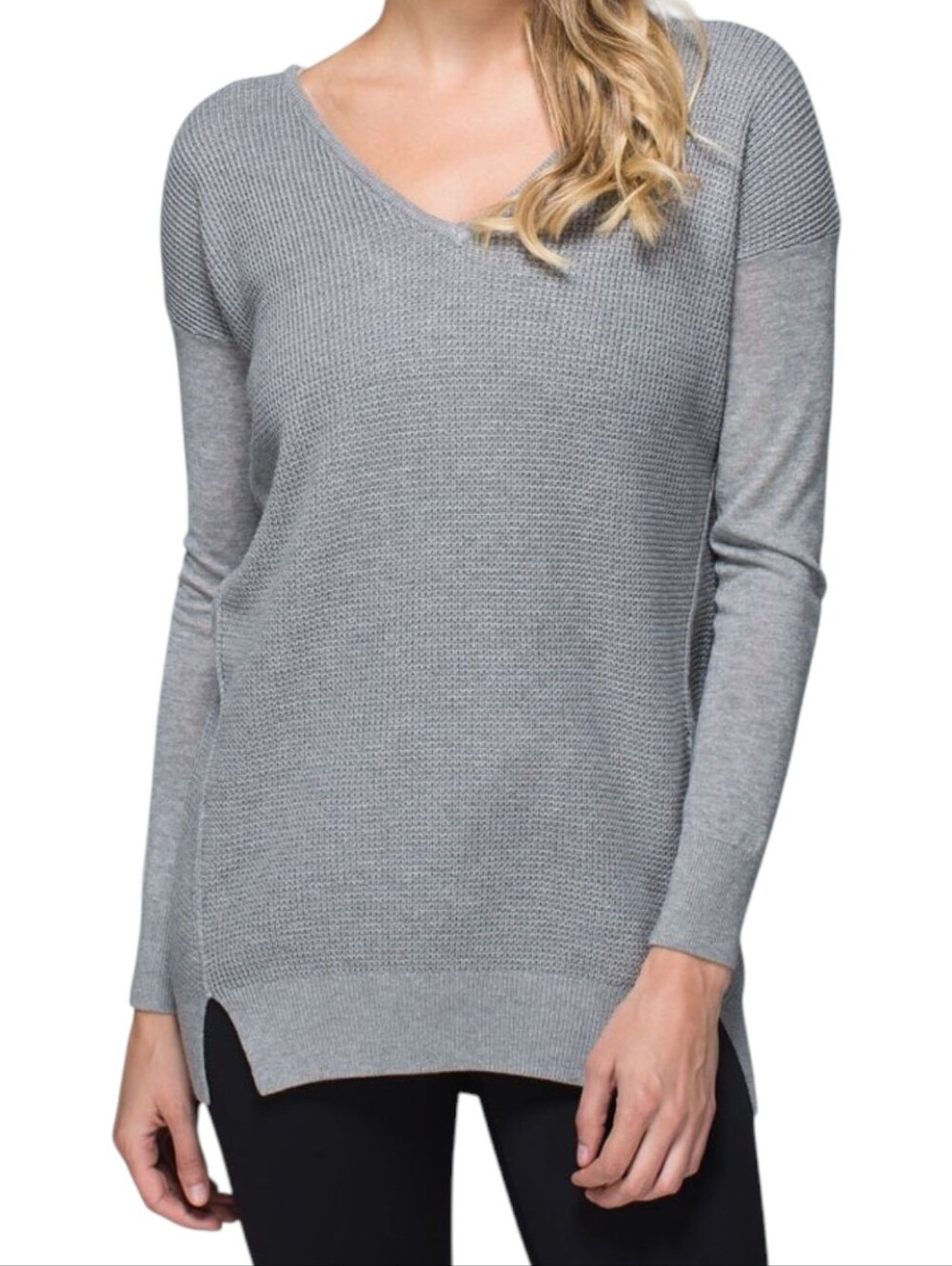Lululemon Sweater Life Gray V-Neck Lightweight Knit Sweater